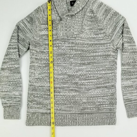 Inc Size Small Gray White Pattern V Neck Side Zip High Neck Long Sleeve Sweater - Picture 5 of 7